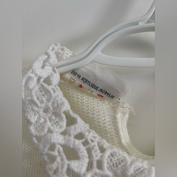 Vintage 19th Avenue Cream Knit Sweater Lace Collar Cottagecore Romantic S/M - Picture 5 of 8